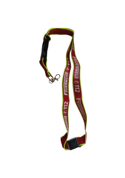 Schlüsselband rot/Neongelb mit Aufdruck 112